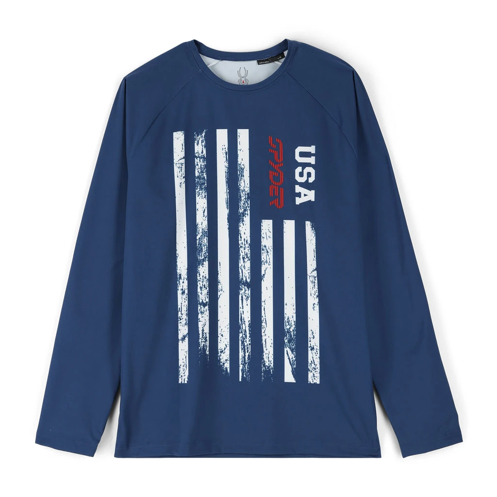 Spyder Mens Pump Long Sleeve Crew Neck - Usa Abyss 3 Spyder Mens Pump Long Sleeve Crew Neck - Usa Abyss