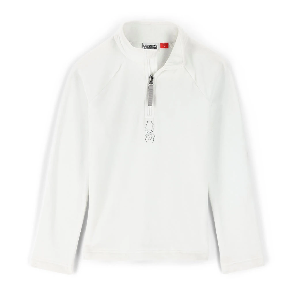Spyder Big Girls Shimmer Bug Half Zip - White 3 Spyder Big Girls Shimmer Bug Half Zip - White